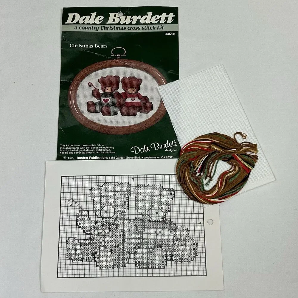 Vintage Cross Stitch Kits Burdett Designs For The Needle Ornaments Frame-*READ
